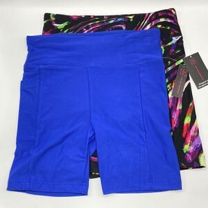 Women’s Juniors Active Bike Shorts with Pocket 2-Pack Size M